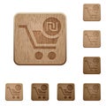 Checkout with new Shekel cart wooden buttons
