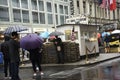Checkpoint Charlie In Berlin Germany in the pouring rain