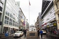 Checkpoint Charlie crossing point between East Berlin and West Berlin during Cold War for German and foreign travelers visit on