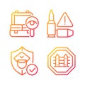 Checkpoint examination gradient linear vector icons set