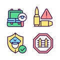 Checkpoint examination RGB color icons set