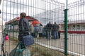 Checkpoint at the international border. Pedestrian border pass