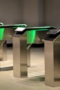 Checkpoint with modern rotating turnstiles