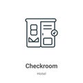 Checkroom outline vector icon. Thin line black checkroom icon, flat vector simple element illustration from editable hotel concept