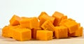 Cheddar cheese cut onto cubes.