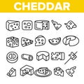 Cheddar Cheese Linear Vector Icons Set