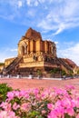 Chedi Luang Varavihara temple with ancient large pagoda is 700 years in Chiang Mai, Thailand Royalty Free Stock Photo