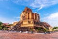 Chedi Luang Varavihara temple with ancient large pagoda is 700 years in Chiang Mai, Thailand Royalty Free Stock Photo