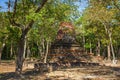 Chedi ruins of an abandoned Buddhist temple. Sukhothai, Thailand