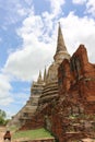 Chedi, Wat Phra Si Sanphet, archaeological site, ancient architecture Ancient temple in the Ayutthaya period in Thailand. Royalty Free Stock Photo