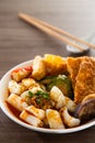 Chee Cheong Fun or Rice Noodle with sesame and sweet sauce Royalty Free Stock Photo