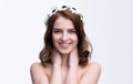 Cheeful woman with wreath Royalty Free Stock Photo