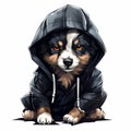 Cheeky Dog In Black Hoodie And Scarf Illustration Royalty Free Stock Photo