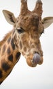 A Giraffe sticking their tongue out at the crowd Royalty Free Stock Photo