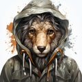 Cheeky Horse In Cozy Hoody: Realistic Portrait With Anime-inspired Style