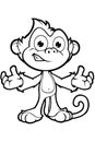 Cheeky Monkey Character In Black & White