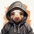 Cheeky Pig In A Hoodie Expressive Portraits In Labcore Style