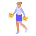 Cheer girl icon isometric vector. School cheerleader