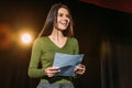 Actress performing role with screenplay on Royalty Free Stock Photo