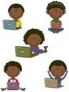Cheerful African-American boys with laptops
