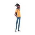 Cheerful African American Guy in Casual Clothes Standing with Backpack, International College or University Student