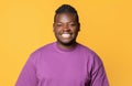 Cheerful African American Man In Purple T-Shirt Posing For Portrait Royalty Free Stock Photo