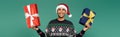 cheerful african american man in santa Royalty Free Stock Photo