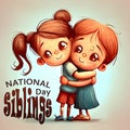 cheerful AI generated illustration celebrating National Siblings Day, depicting siblings