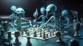 cheerful aliens play table game Royalty Free Stock Photo