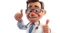 Cheerful animated doctor giving thumbs up