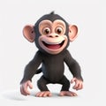 Cheerful Animated Monkey Standing Against a White Background Royalty Free Stock Photo