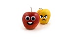Happy apple and angry apple stock images