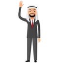 Cheerful arab saudi business man waving her hand vector flat car