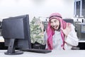 Cheerful arabian businessman with money Royalty Free Stock Photo