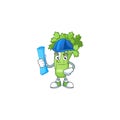 Cheerful Architect celery plant cartoon character having blue prints