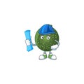 Cheerful Architect gem squash cartoon character having blue prints