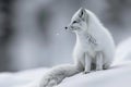 Cheerful arctic fox playfully frolicking in the stunning and serene snowy wilderness