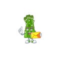 Cheerful a asparagus mascot cartoon with envelope Royalty Free Stock Photo