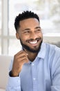 Cheerful attractive young Black man casual indoor portrait Royalty Free Stock Photo