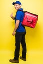 Cheerful attractive young man making a delivery