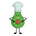 Cheerful Avocado Cartoon Wearing Chef Hat Icon In Flat