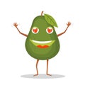 A cheerful avocado with a smile on his face.