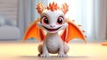 Cheerful baby dragon, cartoon character.