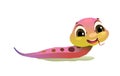 Cheerful baby pink snake. Cartoon style illustration. Cute childish character. Isolated on white background. Vector Royalty Free Stock Photo