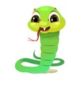 Cheerful baby snake stand. Cartoon style illustration. Cute childish character. Isolated on white background. Vector Royalty Free Stock Photo