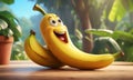Cheerful Banana Character Lounging