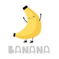 Cheerful banana, vector illustration in Doodle style, Emoji.