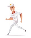 Cheerful baseball player flat vector illustration