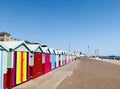 Cheerful beach hut in Pride rainbow colours in Brighton