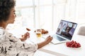 Cheerful beautiful woman using laptop Royalty Free Stock Photo